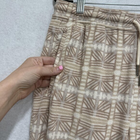 Patagonia Pants Womens Large Tan Fleece Patterned Drawstring Jogger Pockets FA23 - Picture 3 of 13